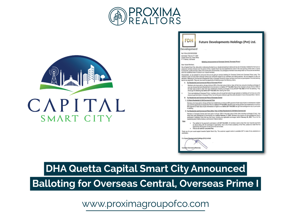 Capital Smart City Announced Balloting for Overseas Central, Overseas Prime I